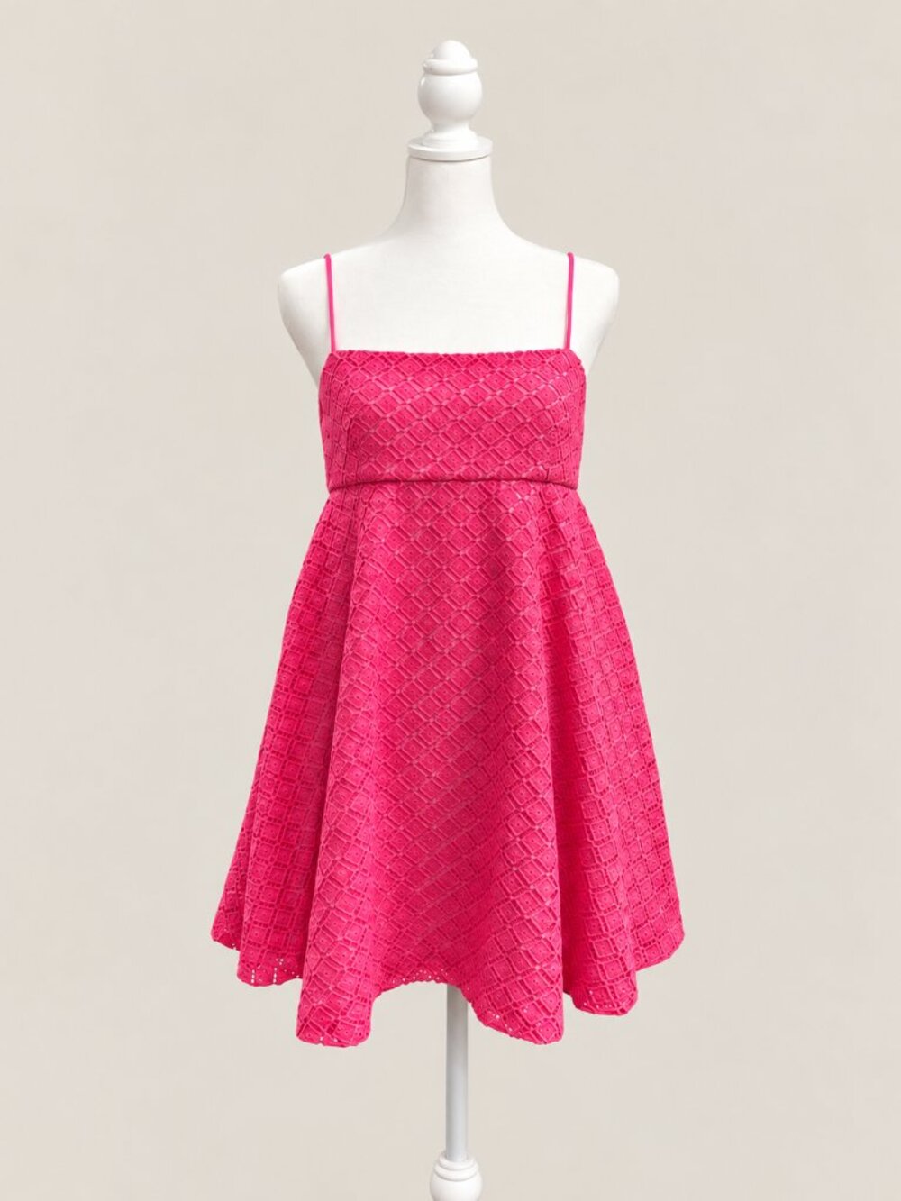 Amanda Uprichard Kellyann Pink Lace Tie Strap Fit & Flare Mini Dress S